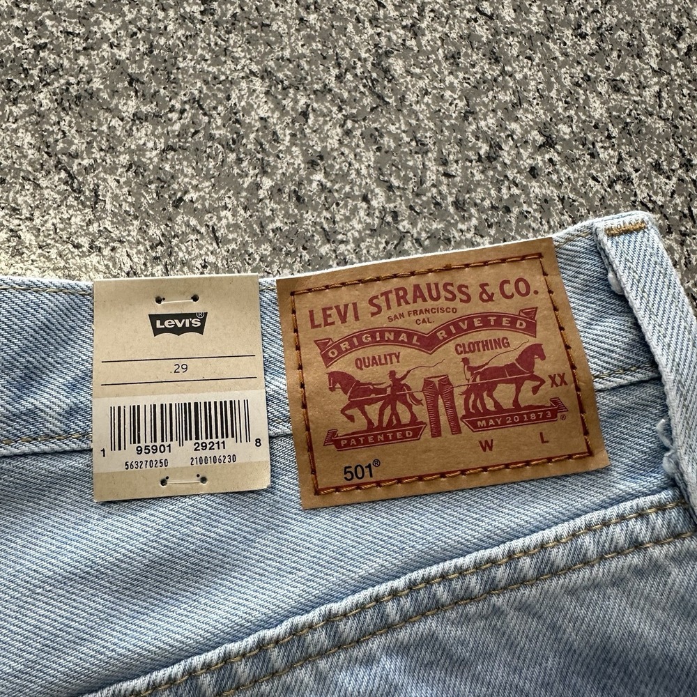 Levis 501 Jean Shorts Womens 29 High Rise Distressed Denim Frayed Light Wash - Picture 3 of 6